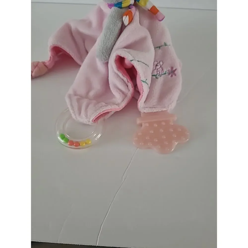 Stephan Baby Kitten Mouse Baby Teether Rattle Security Blanket Lovey Plush Pink